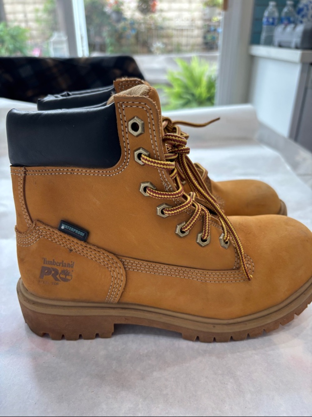 Timberland PRO Wheat/Tan Work Boots with Black Collar